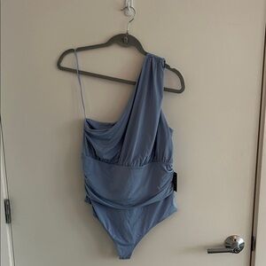 Express One-Shoulder Light Blue Bodysuit